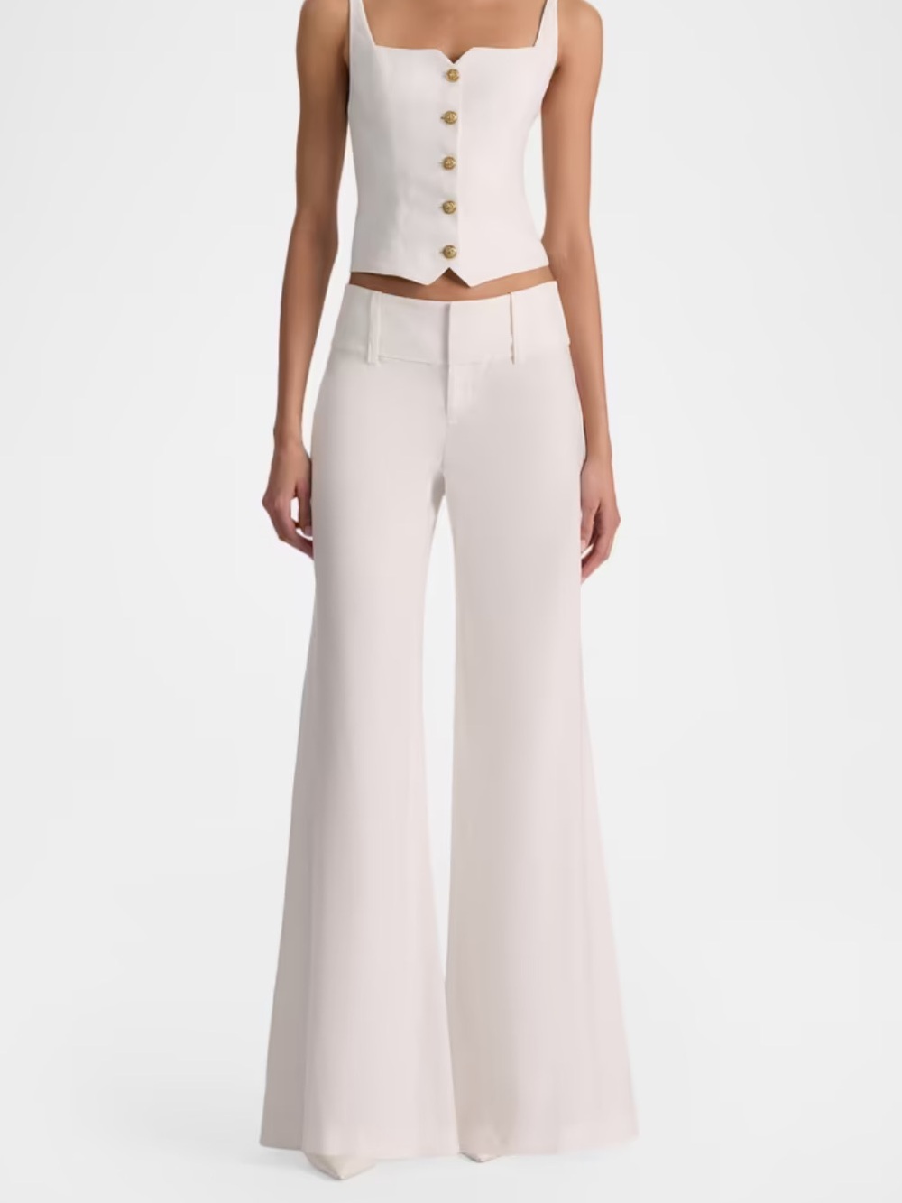ALICE + OLIVIA Olivia Low-Rise Wide-Leg Pants Off White Women’s 4 Fall